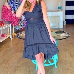 Southern Frock Navy blue medium one shoulder dress